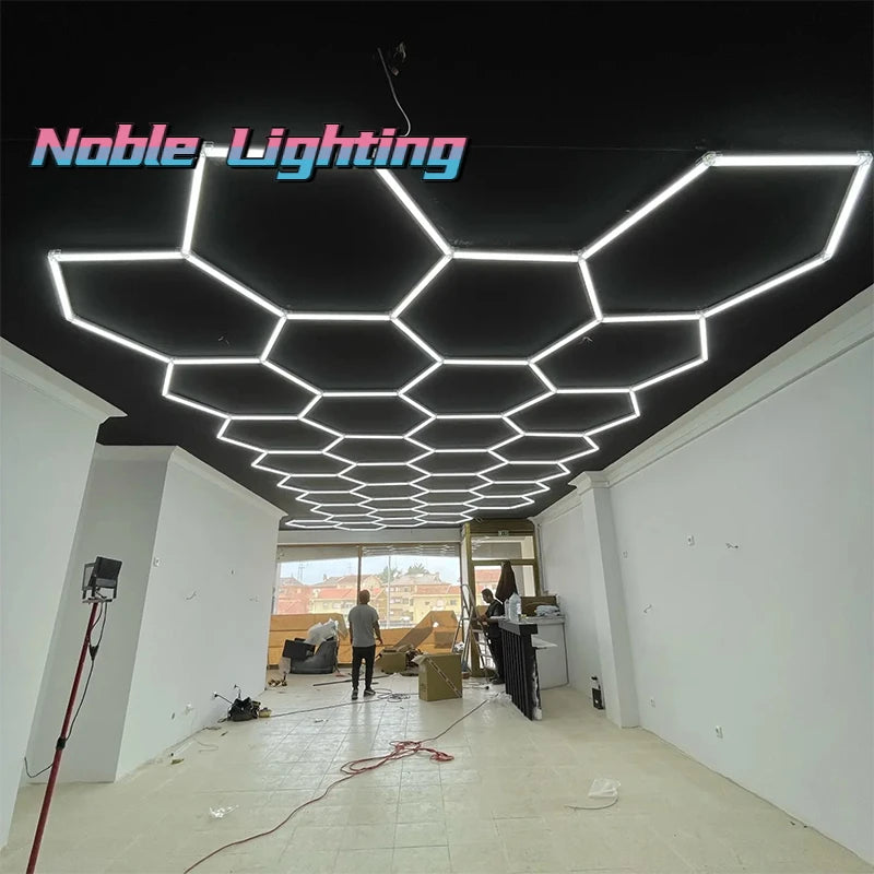 Customized Barbershop Hair Salon Hexagon Led Lights Garage Lamp Honeycomb Led Light for Showroom Ceiling Light Hexagon Light