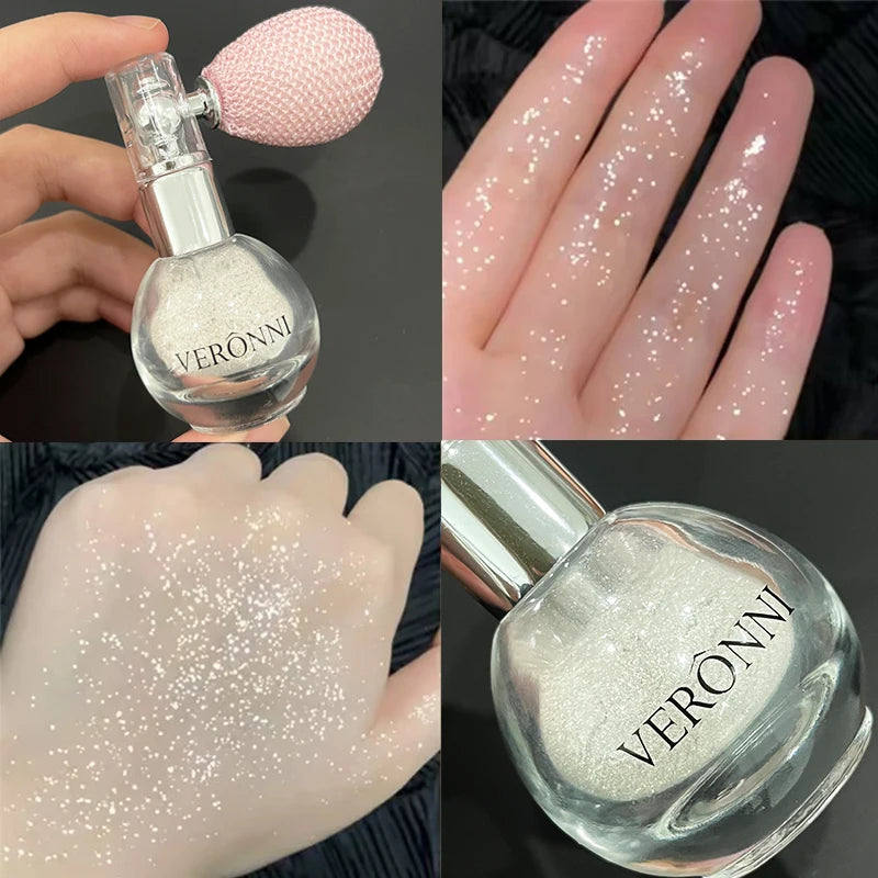 Diamond Highlighter Powder Spray Waterproof High Gloss Glitter Body Bronzer Highlight Powder Face Contour Illuminator Makeup