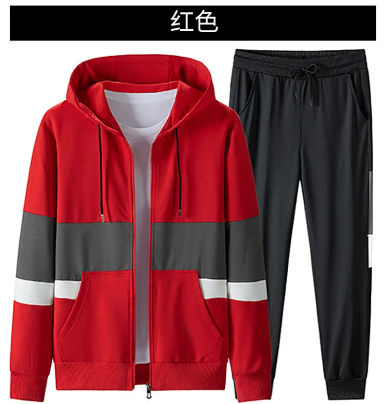 2025 Men's Sweatshirt Running Suit Autumn Thick Warm Tracksuit 2 Pieces Hoodies Sets Male Coat Fitness Gym Clothing - Aurex