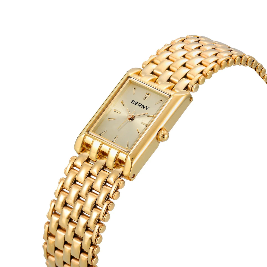 BERNY Gold Watch for Women Square Ladies Quartz Wristwatches Stainless Steel Women Small Gold Watch Luxury Casual Fashion Watch