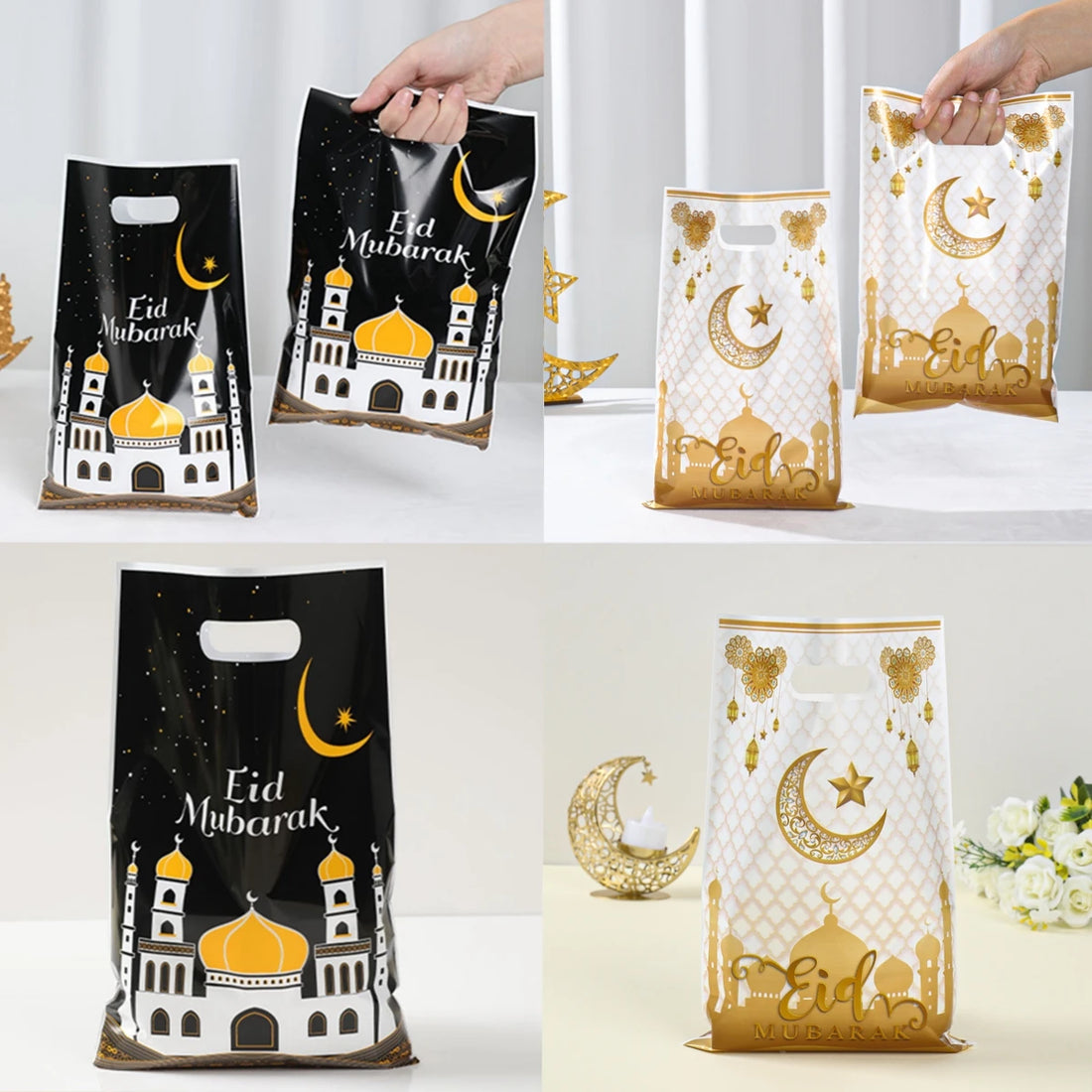 Eid Mubarak Gift Bags Plastic Candy Cookie Bag Ramadan Kareem Decoration 2025 Islamic Muslim Party Supplies Eid Gifts