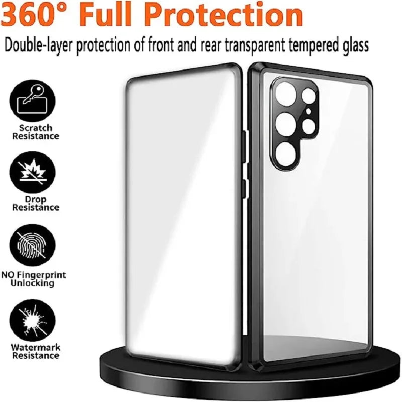 360 Anti Peeping Privacy Double Sided Tempered Glass Case For Samsung Galaxy S25 S24 S23 Ultra Case Metal Bumper Magnetic Cover