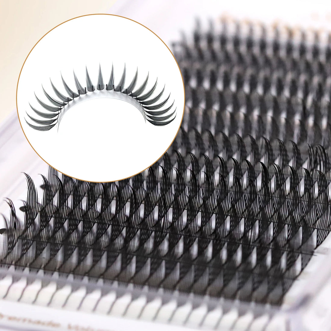 lashrujade Premade Fans Eyelashes Extension Tower Top Feather shape Faux Mink Soft Natural Pre Made Russian Volume Makeup Lashes