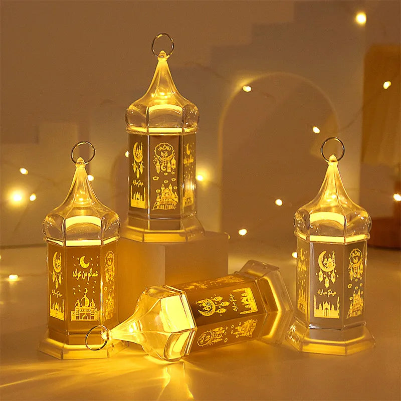 Muslim Ramadan Lantern Decor 2025 Eid Mubarak Eid Al Adha Lantern Home Party Led Festival Night Decoration Eid Gifts Accessories