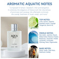 100ML 3.4FL.OZ AQUA Men's Perfume EDP, Aquatic Aromatic Eau de Parfum, Lime Marine Musk Fresh Ocean Fragrance Spray for Men - Aurex