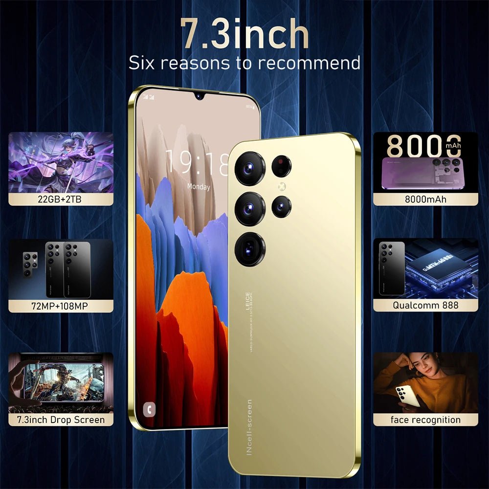 S25 Ultra Mobile Phones 7.3 HD Screen SmartPhone Original 22GB+2TB 4G 5G Dual Sim Celulares Android Unlocked 8000mAh S24 Ultra