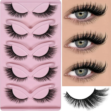 5 Pairs Cat Eye Lashes Wispy Fake Lashes Fluffy Cat Eye Lashes Extensions False Eyelashes