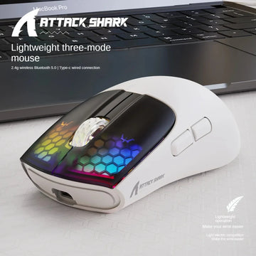 Attack Shark X5 2.4G Wireless Bluetooth Mouse 3 Modes RGB  PAW3212 Sensor 4000DPI Optical Mouse for PC Laptop Office Gaming