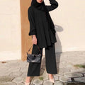 Ensembles Muslim Two Piece Set Women Blouse Wide Leg Pants Suit Ramadan Eid Morocco Dubai Islam Arabic Modest Saudi Outfits - Aurex