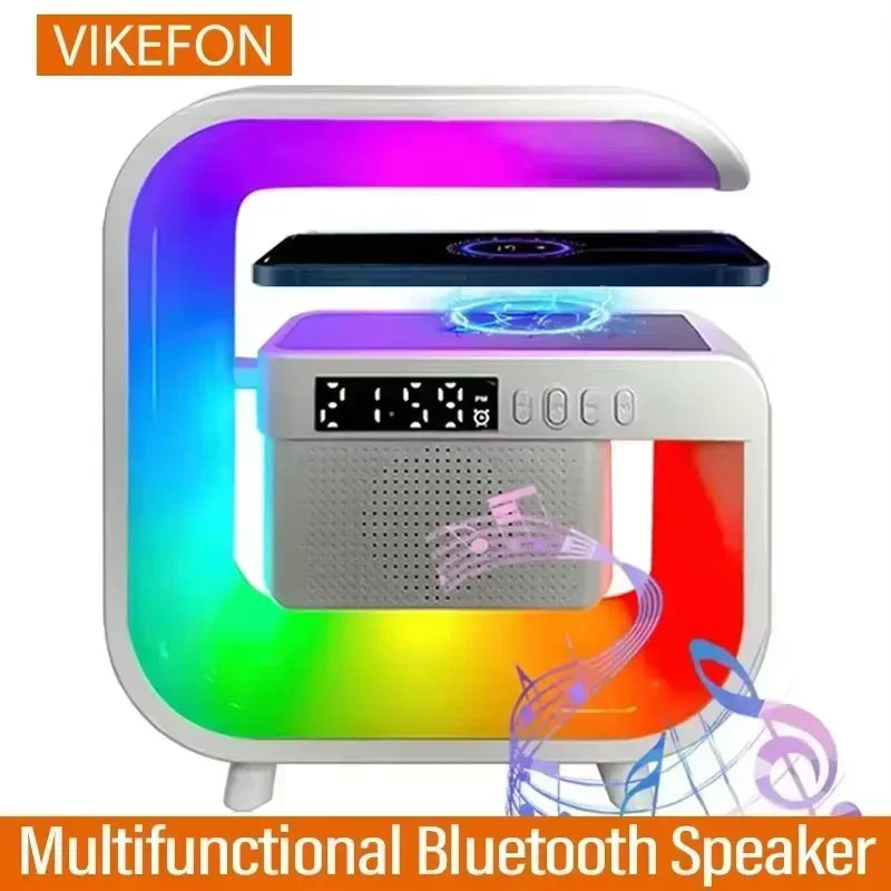 2025 Wireless Charger Pad Stand Bluetooth Speaker TF RGB Light 15W Phone Fast Charging Station for iPhone Samsung Xiaomi Huawei