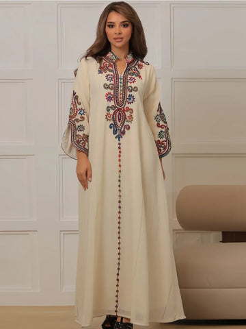 Muslim Abaya for Women Party Dresses Embroidery Long Robe Eid Ramadan Dubai Abayas Kaftan Arab Jalabiya Modest Vestidos Morocco