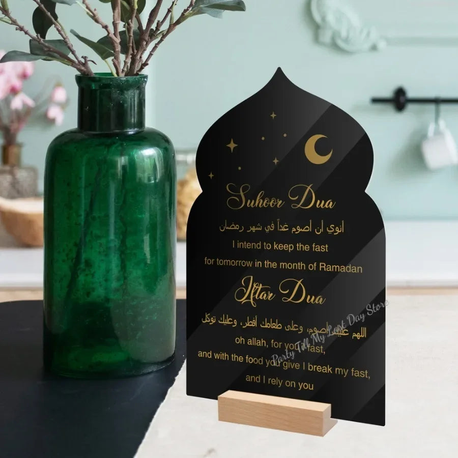 Reusable Acrylic Ramadan Calendar Board Wooden Base Table Ornament with Pen Mubarak Eid Advent Day Suhoor Iftaar Countdown Gifts