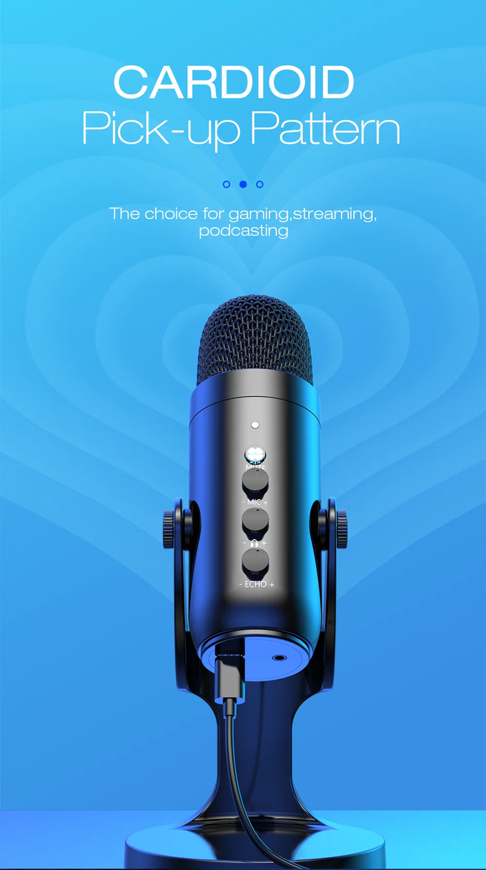 Haomuren USB Microphone for PC Mac Gaming Recording Stream Podcast, Computer Condenser Mic with Phone Adapter Headphone Output - Aurex