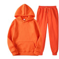 New Men Women Tracksuit Hoodies Casual Solid Color Thick Pullover and Long Pant 2-piece Set Men Autumn Fleece Jogger Sports Suit - Aurex