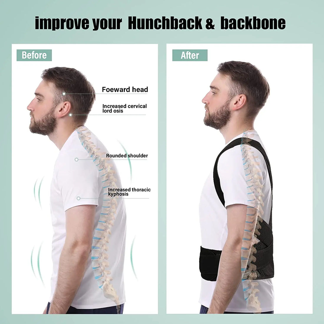 Bokeds Back Brace Posture Corrector Belt Clavicle Lumbar Support Stop Slouching and Hunching Adjustable Back Pai