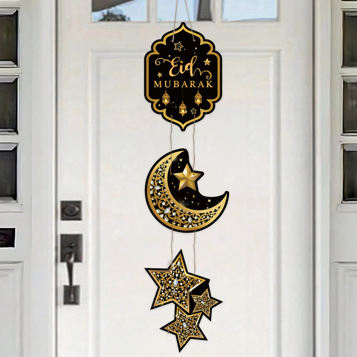 EID Mubarak Decorations Door Hanging Ramadan Decor 2025 for Home Door Hanging Ramadan Kareem Islamic Muslim Party Eid Al Adha