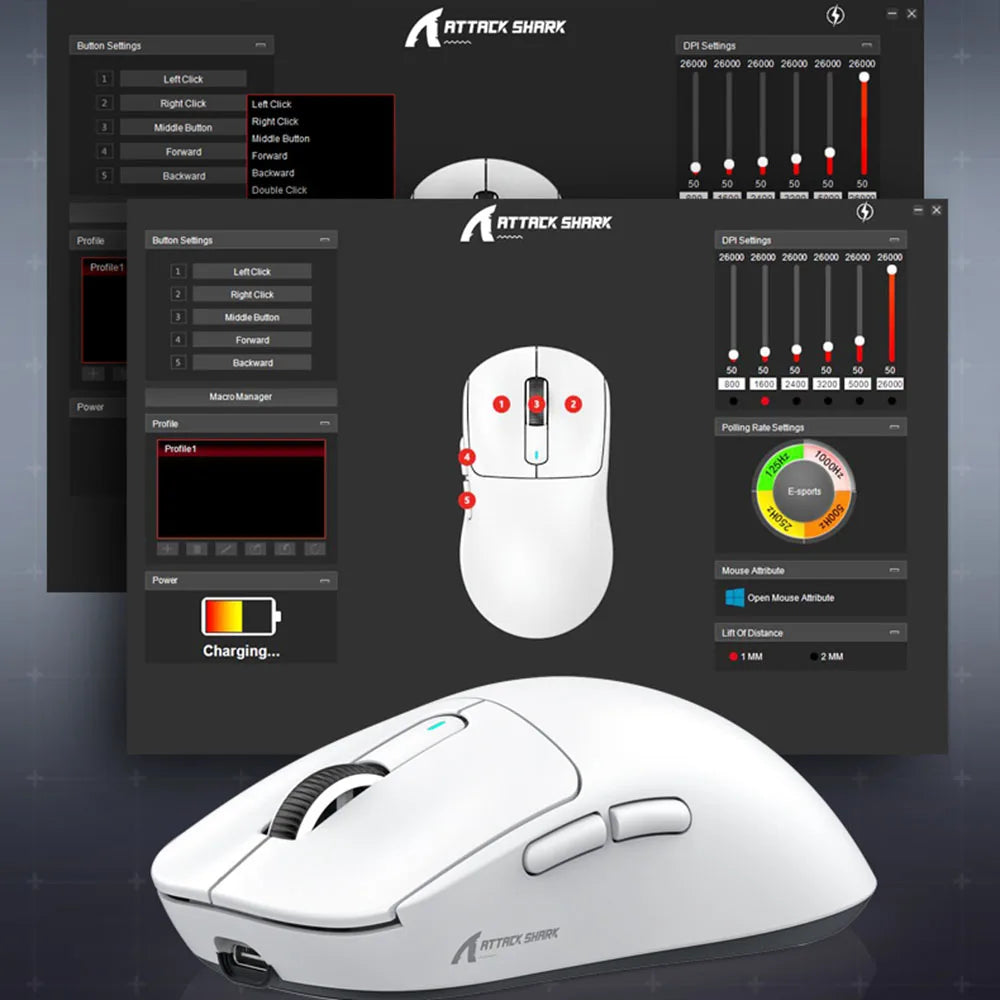 Attack Shark X3pro X3 Wireless Mouse, Macro Gaming Mouse,Lightweight Mouse,PixArt PAW3395 650IPS 26000dpi,Mouse for pad/pc/mac