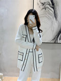 Winter Knitted Two-Piece Set – Women's Lace-Up Sweater Cardigan & Knitted Pants | Warm Outfit 2025 - Aurex