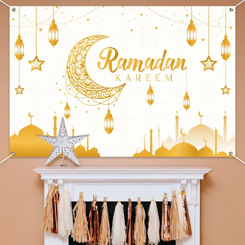 Eid Mubarak Background 2025 Kareem Ramadan Decoration for Home Islamic Muslim Party Supplies Ramadan Mubarak Decor Eid Al Adha