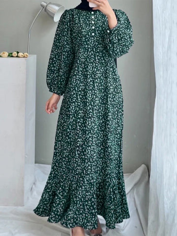 Eid Muslim Dress for Women Floral Ramadan Long Dresses Abaya Morocco Abayas Kaftan Islam Dubai Arab Modest Long Robe 2024