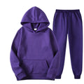 New men's and women's sportswear hoodie casual solid color thick pullover and pants two-piece set autumn and winter jogging suit - Aurex