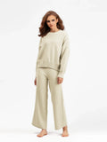 Stay Warm in Style with this Autumn Winter Women's Yoga Set Loose Sweater and Long Trousers for a Comfortable Home Outfit - Aurex