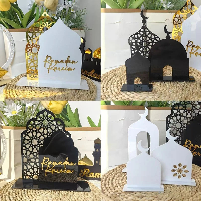 1set Acrylic Ramadan Calendar Decoration 2025 Eid Mubarak Countdown Calendar Muslim Islamism Festival Party Desktop Ornament