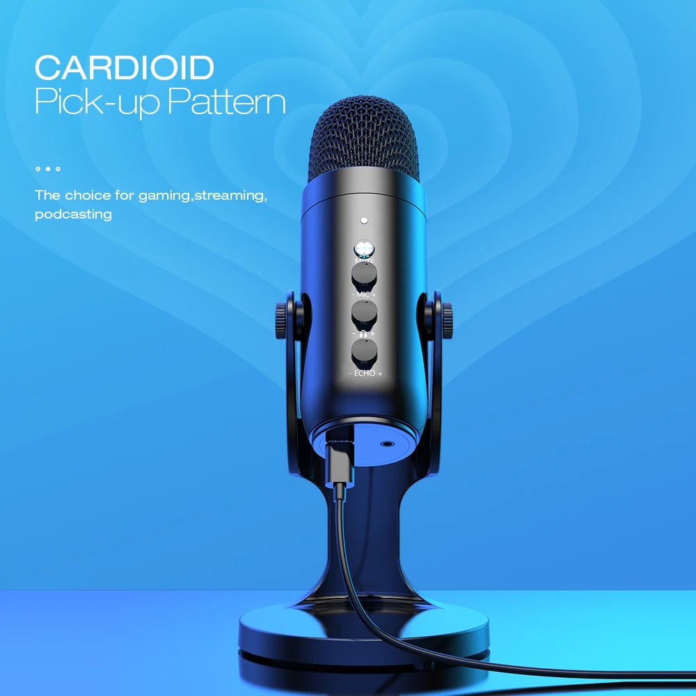 Haomuren USB Microphone for PC Mac Gaming Recording Stream Podcast, Computer Condenser Mic with Phone Adapter Headphone Output - Aurex