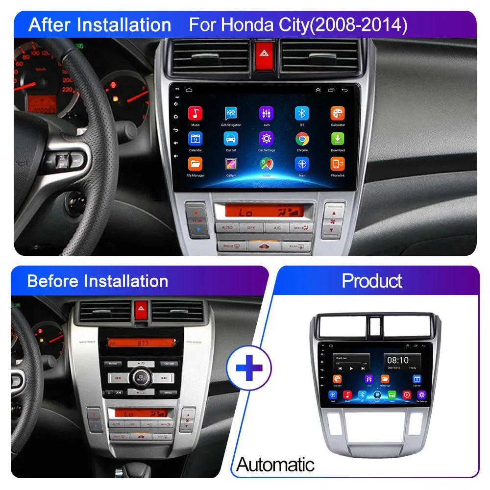 4G Android 2 Din Car Radio multimedia video player For Honda City 2008 2009 2010 2011 2012 2013 2014 navigation GPS audio 2din