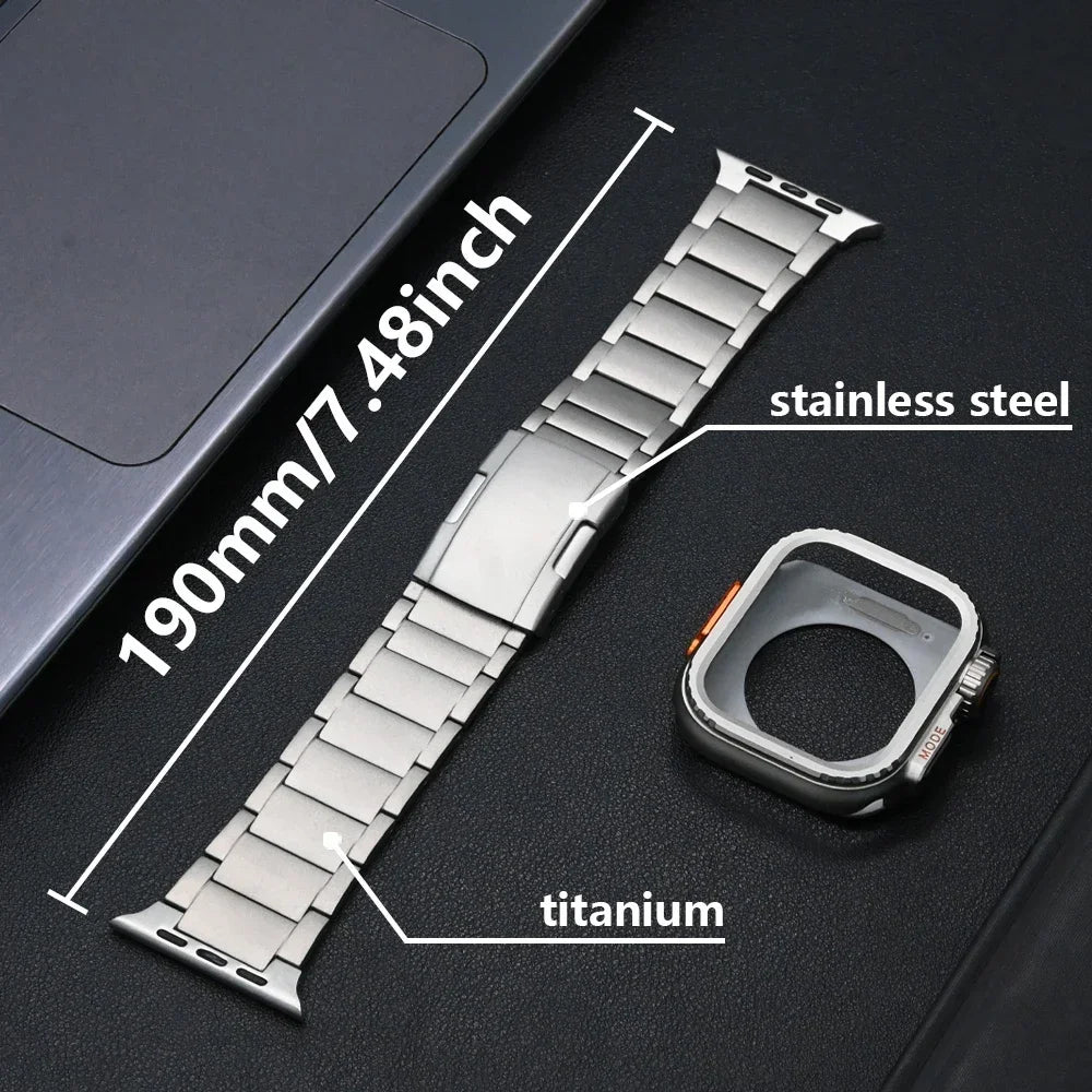 Men Titanium Band for Apple Watch Strap 49mm 46mm 45mm 44mm Replaced Case+Bracelet Accessories for Iwatch Series 10 9 8 7 Ultra