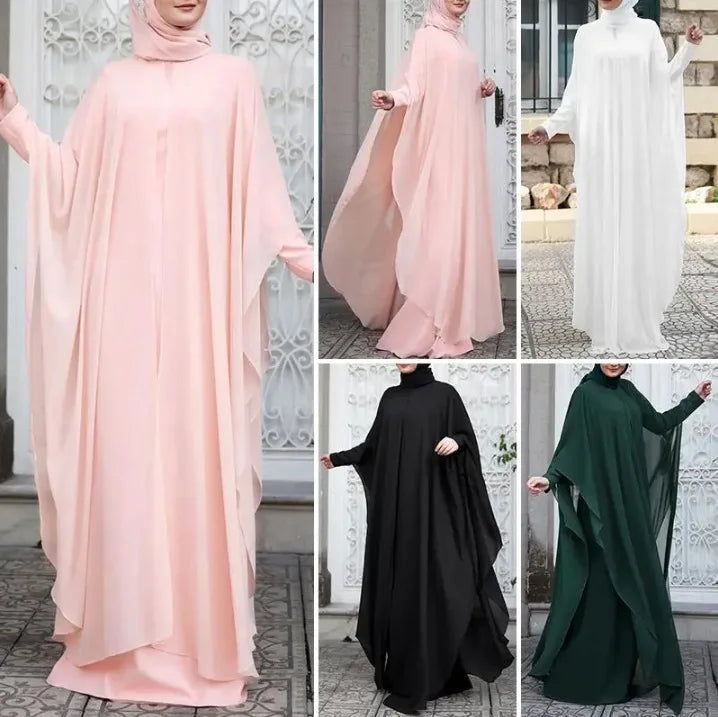 Eid Muslim Abayas for Women Modest Fake Two Pieces Dresses Islam Vestidos Arab Long Robe Jalabiya Ramadan Morocco Dubai Kaftan