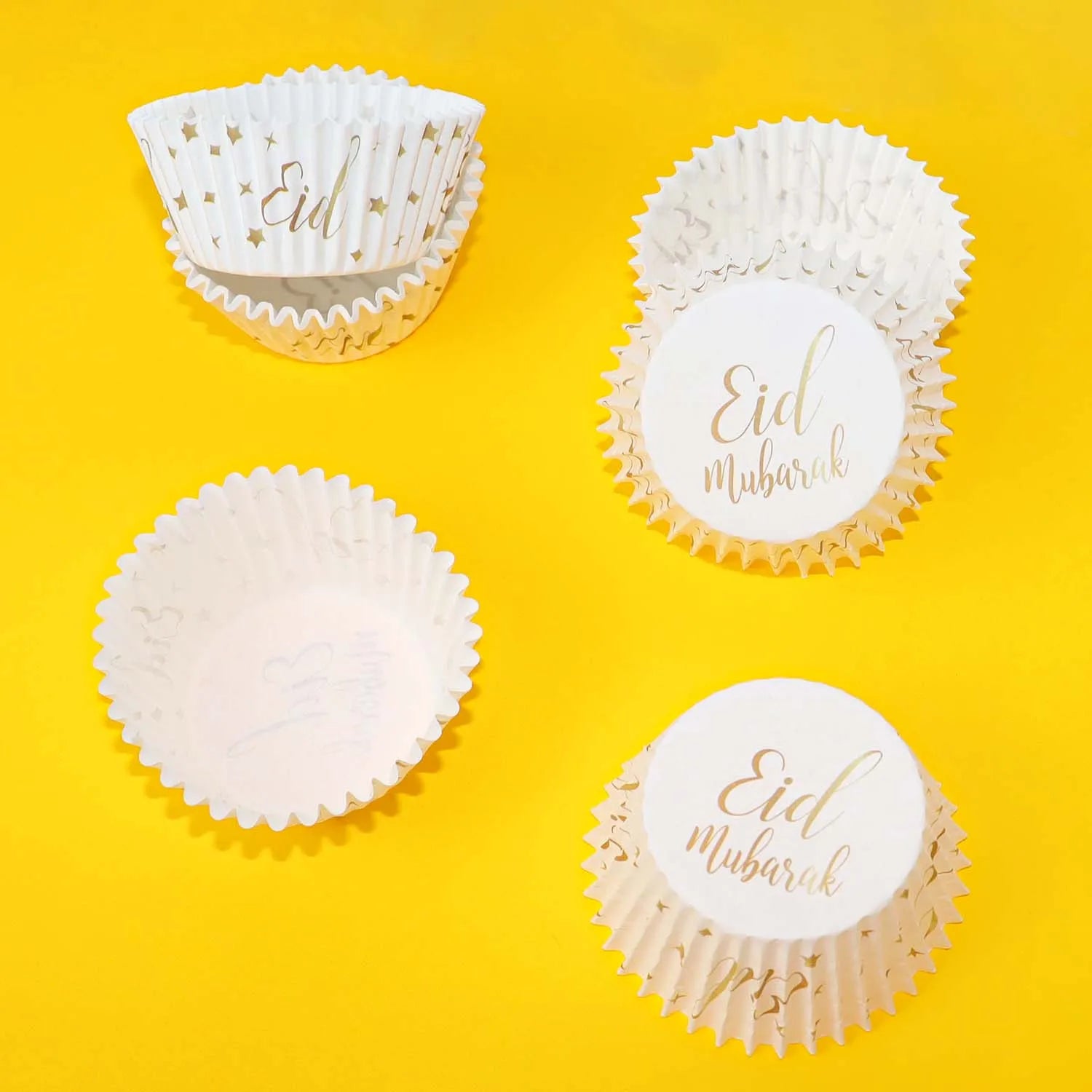 50pcs/set Eid Mubarak Cupcake Paper Cups Ramadan Mubarak Cake Wrapper Baking Tray Islam Muslim Party Supplies Ramadan Decoration