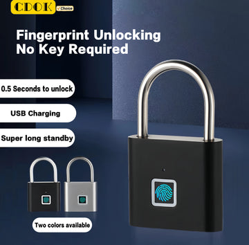 CDOK P2 Smart Fingerprint Padlock Waterproof Zinc Alloy Biometric Padlocks With Buit-in Rechargeable Battery USB Charge