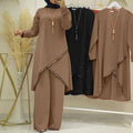 ZANZEA 2PCS Women Muslim Sets Fashion Sequins Islamic Clothing Loose Matching Sets Tracksuit Long Sleeve Blouse Abaya Suits - Aurex