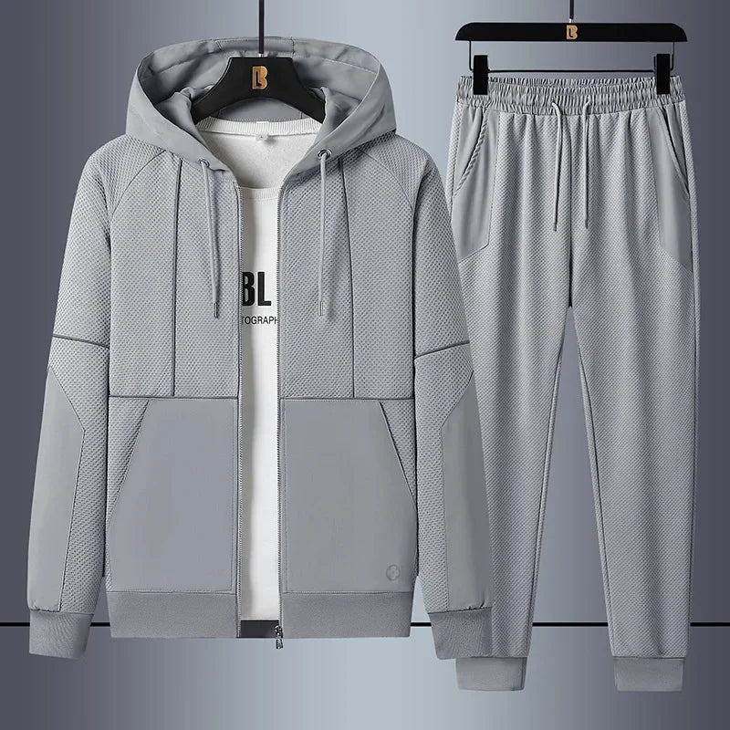 2025 Men Winter Sport Suits Casual Outdoor Zipper Jackets and Sweatpants Jogging Set Male Hoodie Tracksuit Running Mens Clothes - Aurex