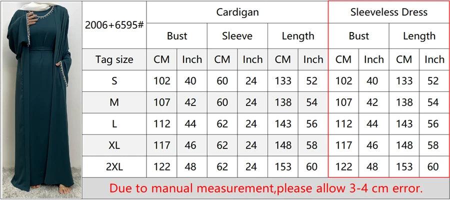 New fashion Muslim women sleeveless dress plus Muslim cardigan two-piece Arab Turkey Dubai dress elegant temperament clothing - Aurex