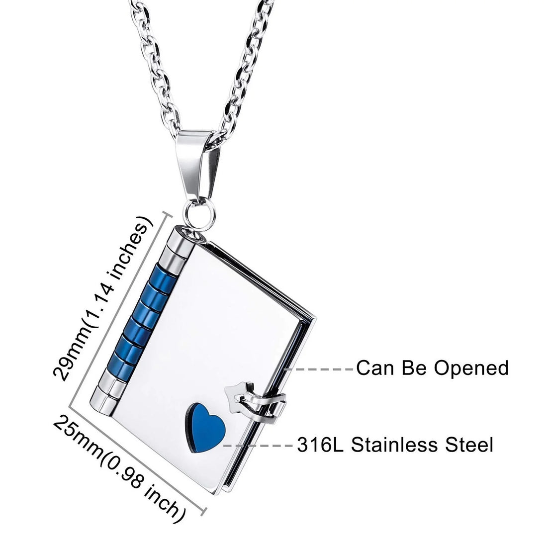 Custom Engraving Book Locket Pendant Necklace For Opening Photo Pictures DIY Clavicle Chain Neck Chains Women Men Jewelry