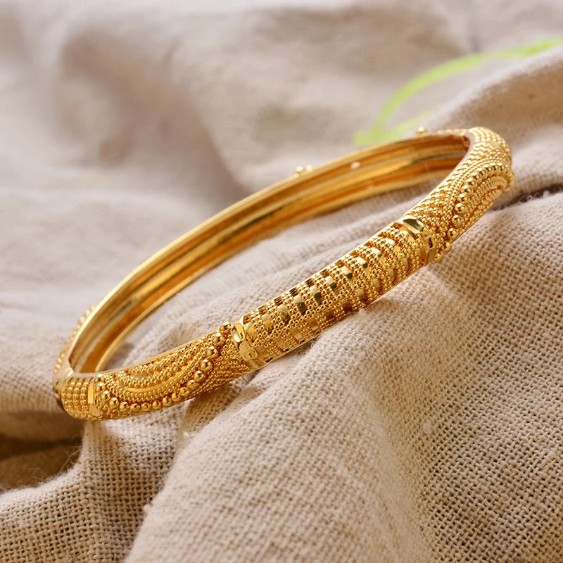 Gold Plated Dubai Gold color Bangles for Women Bracelet Luxury Arabic Wedding Jewelry