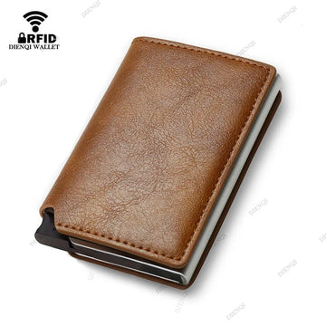 Rfid Aluminum Men Wallet Card Holders Purse Carbon Fiber Men Business Slim Thin Smart Wallet Credit Cardholder Case Note Holder