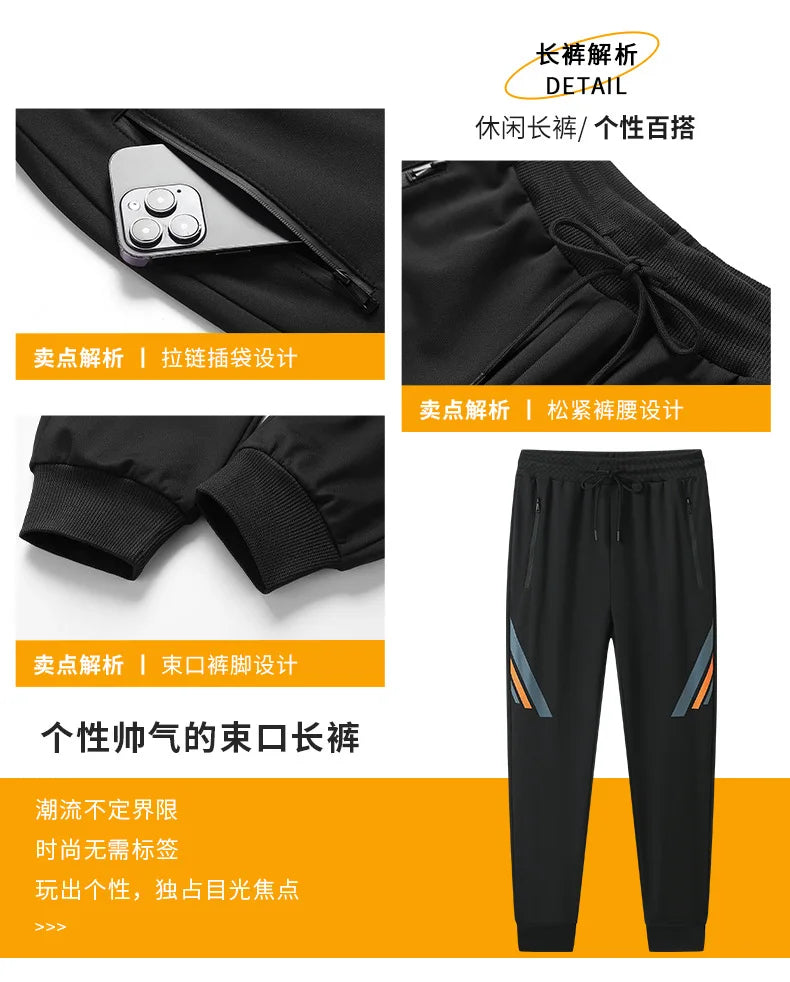 2025 Men Outdoor Sports Running Sets Joggers 2 Pieces Tracksuit Mens Sportswear Prints Suits Sweatpants Korean Gym Clothing - Aurex