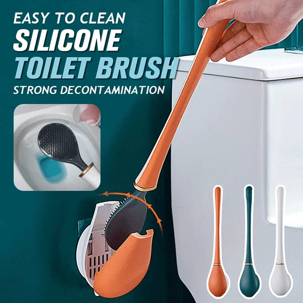 Toilet Brush Water Leak Proof With Base Silicone Wc Flat Head Flexible Soft Bristles Brush With Quick Drying Holder Set 2021