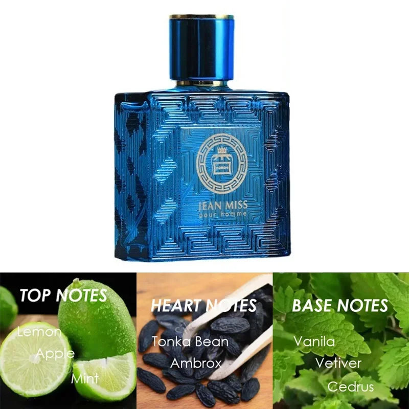 50ML Men Perfume Cologne Scent Eau De Parfum Spray Homme Perfume Blue Oriental Woody Tone Charming Sexually Lasting Fragrances - Aurex