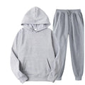 New Men Women Tracksuit Hoodies Casual Solid Color Thick Pullover and Long Pant 2-piece Set Men Autumn Fleece Jogger Sports Suit - Aurex