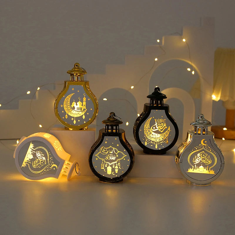 Ramadan Kareem Led Lantern Light Eid Mubarak Ornaments Decoration for Home 2024 Islamic Muslim Party Supplies Eid Al-Fitr Gift