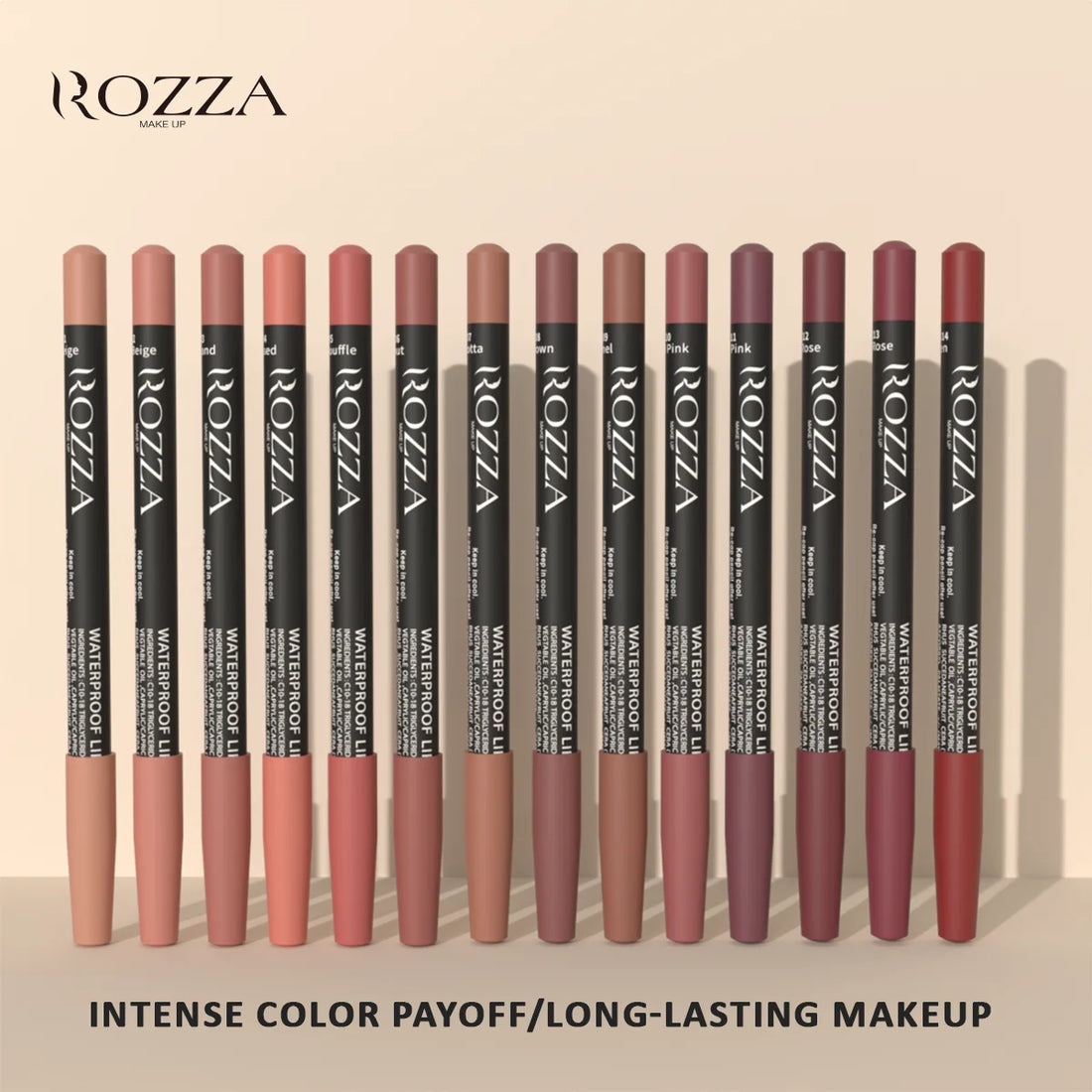 Rozza Waterproof Lip Liner Pencil Set, Weightless Precise Liner with Super Soft Blendable Texture Matte Soft