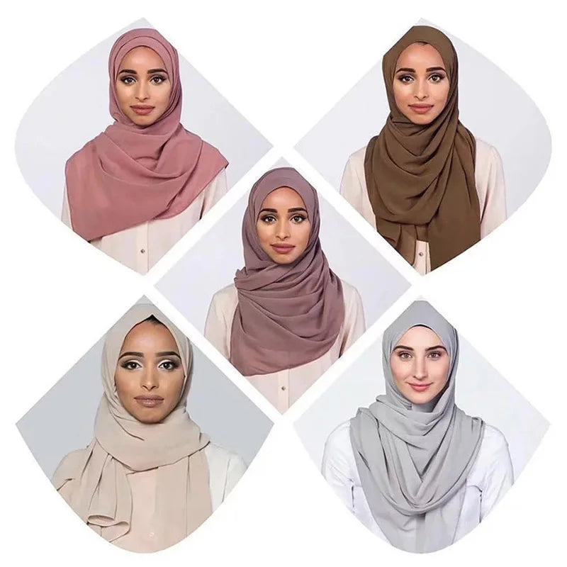 Muslim Chiffon Hijab Scarf Women Long Solid Color Head Wrap For Women Hijabs Scarves Ladies Muslim Veil Jersey Hijabs