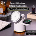 2025 New Qi2 Wireless Charger 3-in-1 Fast Charging Station Stand Folding Holder for iPhone 16 15 14 Pro Max Airpods Apple Watch - Aurex