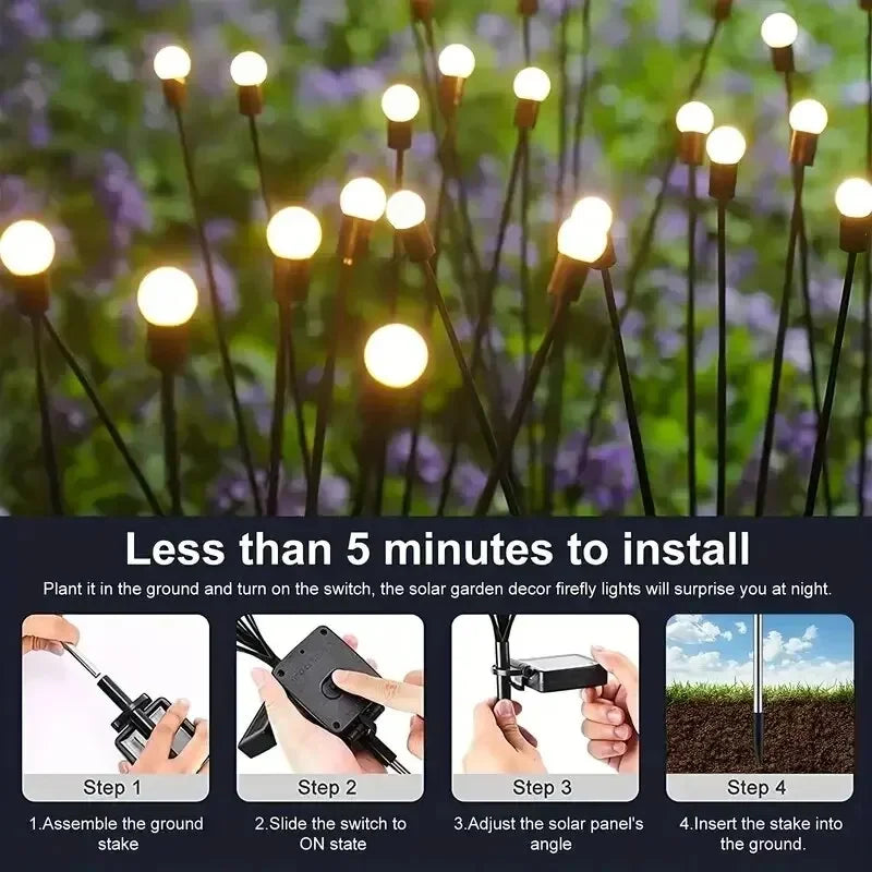 10 Lights Solar Lawn Lamp Garden Lamp, LED Wind-driven FireflyGround Plug Lamp, Garden Ramadan Decoration Festival Lamp