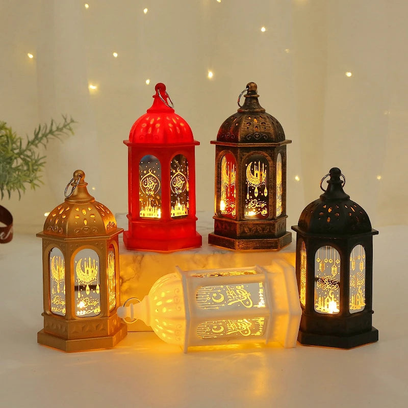 Ramadan Lamp 2025 Eid Mubarak Night Light Easter Muslim Desktop Ornament Hanging Lantern Creative Home Decor Party Supplies