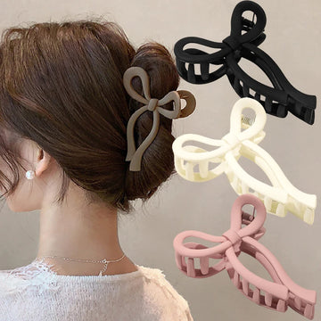 Matte Bow Large Hair Claw Crab Ponytail Hair Accessories for Women Acrylic Bowknot Hair Clips Hairpins Girls Barrettes Headbands